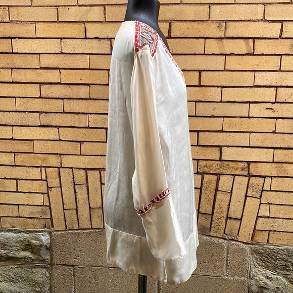 Zara Embroidered Beaded Bell Sleeve Blouse Size Small - Picture 6 of 8